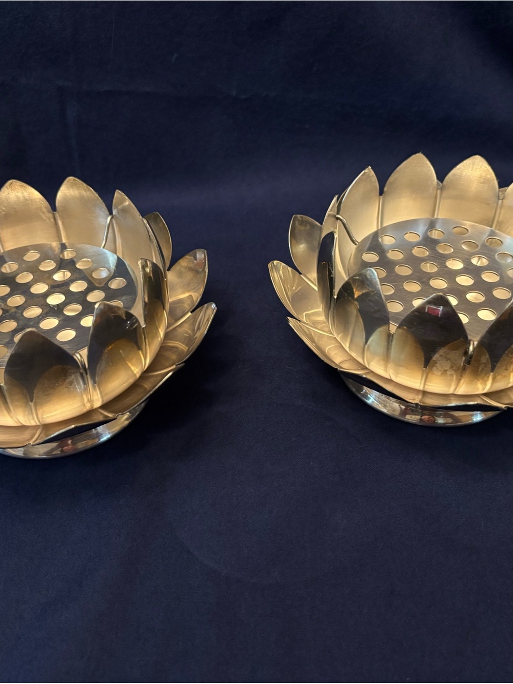 Vintage Leonard Silver Plate Lotus  Flower centerpices - set of 2